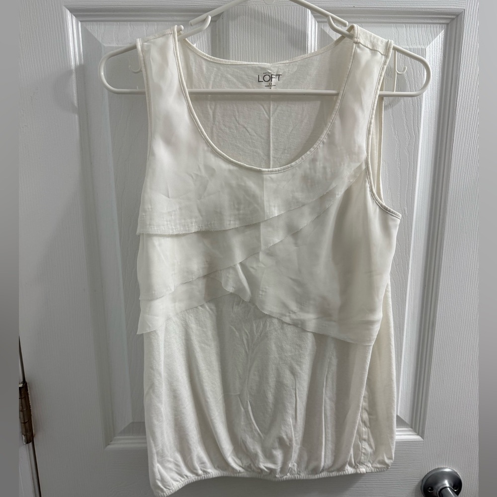 LOFT Cream Layered Sleeveless Blouse